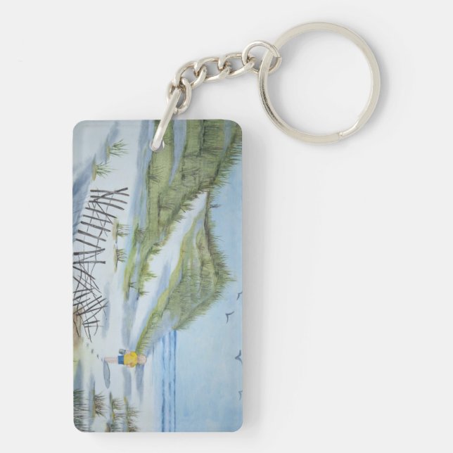 Beach watercolor keychain (Back)