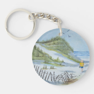 Beach watercolor keychain