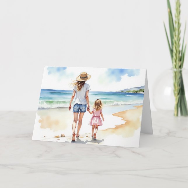Beach Watercolor Mothers Day Card (Front)