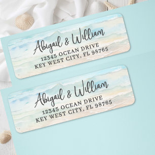 Beach Watercolor Wedding Return Address