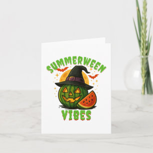 Beach Watermelon Summerween Vibes Witch Halloween  Card