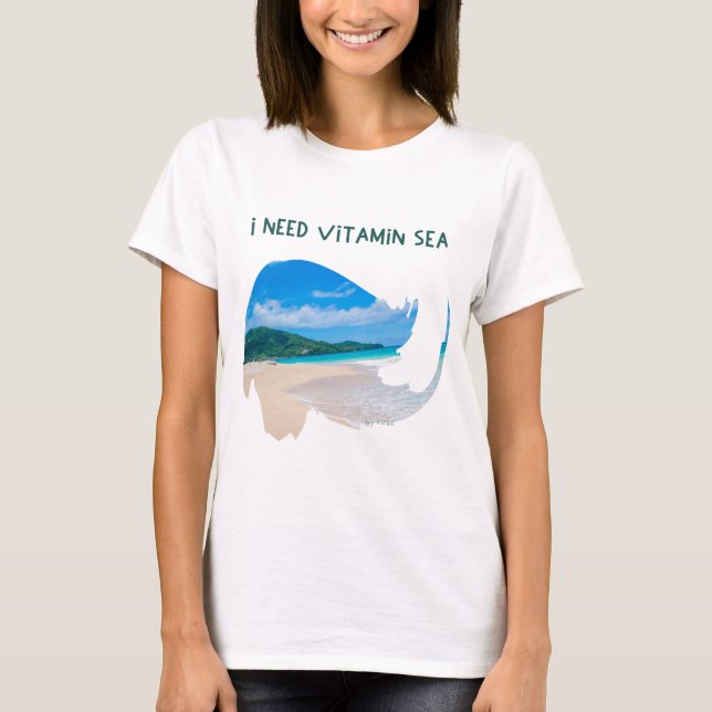 beach wave of water and fish, it flows like water T-Shirt (Front)