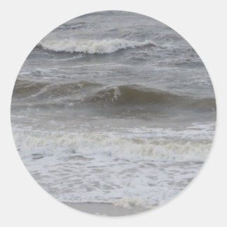 Beach Waves and Foam Classic Round Sticker