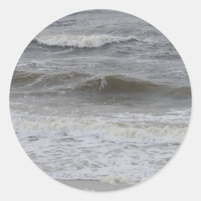 Beach Waves and Foam Classic Round Sticker (Front)