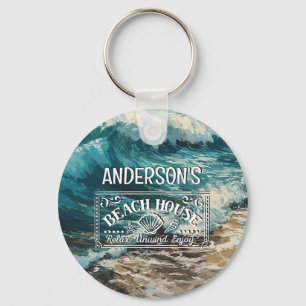 Beach Waves and Sand Your Adventure Begins Keychain