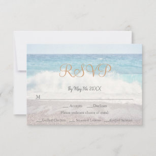 Beach Waves Beach Themed Seaside Wedding RSVP Card