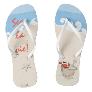 Beach Waves, Bucket, Lobster Flip Flops