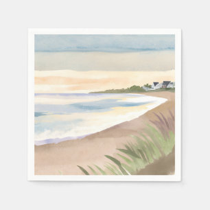 Beach Waves   Coastal Ocean Watercolor Napkin
