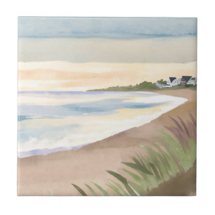 Beach Waves   Coastal Ocean Watercolor Tile