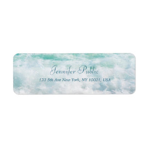 Beach Waves Elegant Hand Script Return Address
