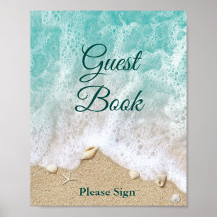 Beach Waves Guest Book Poster