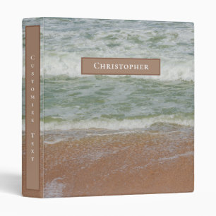 Beach Waves Ocean Coastal Modern Custom Name Label Binder