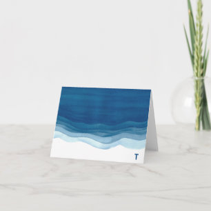Beach Waves on the Shore Monogram Note Card