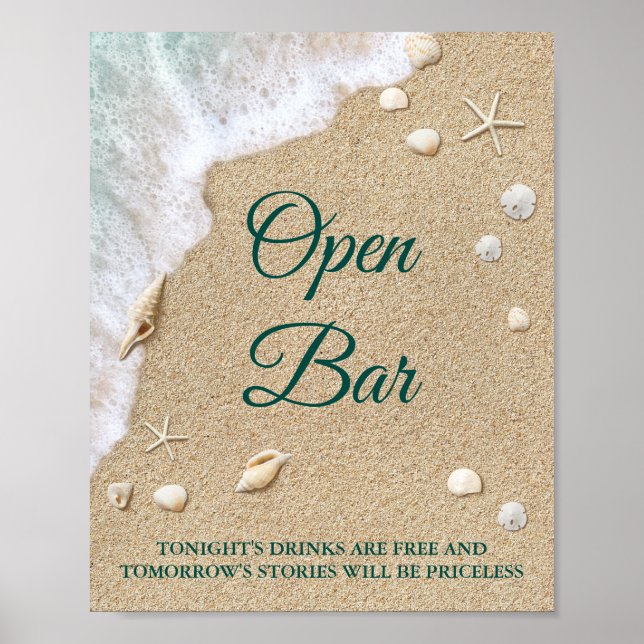 Beach Waves Open Bar Poster (Front)