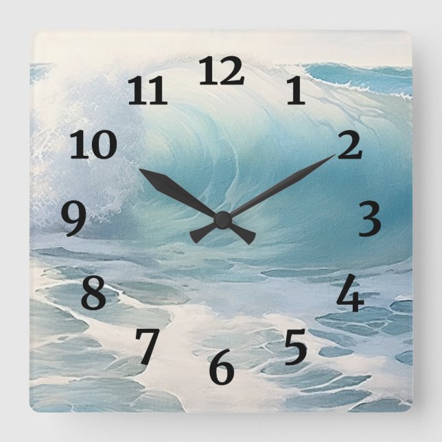 Beach Waves Painting Square Wall Clock (Front)