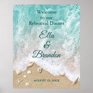 Beach Waves Rehearsal Dinner Poster