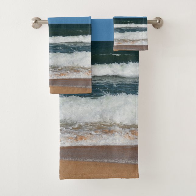 Beach Waves Sand Seashore Tropical Ocean Seascape Bath Towel Set (Insitu)