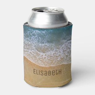 Beach Waves Sand Shore Personalize Can Cooler
