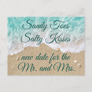Beach Waves Sandy Toes Salty Kiss Change the Date Announcement Postcard