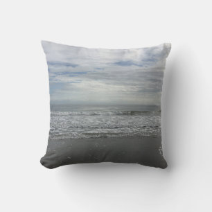 Beach Waves Sea Ocean Cloudy Coastal Photography Outdoor Pillow