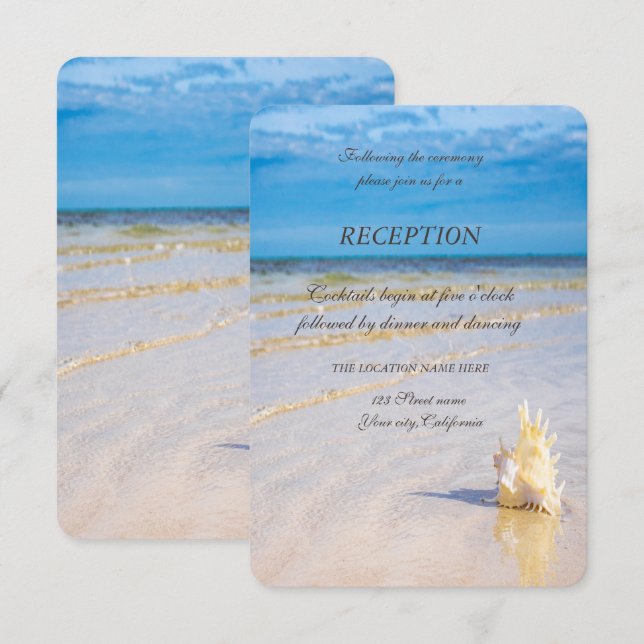 Beach Waves Seashell Reception Invitation (Front/Back)