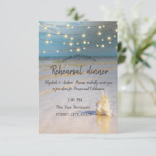 Beach Waves Seashell Rehearsal Dinner  Invitation