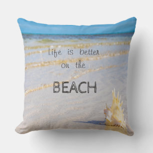 Beach,Waves,Seashell Throw Pillow