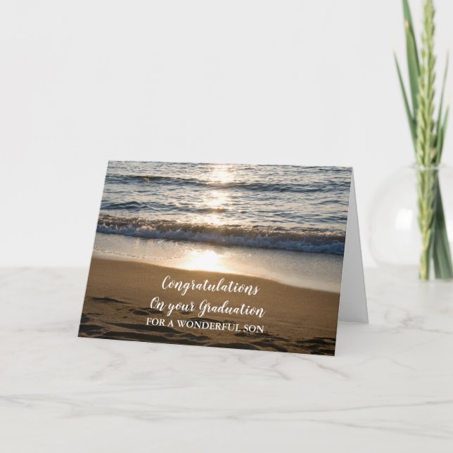 Beach Waves Son Congratulations Graduation Card (Front)