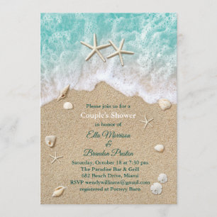 Beach Waves & Starfish Couple's Shower Invitation