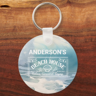 Beach Waves theme Painting Keychain