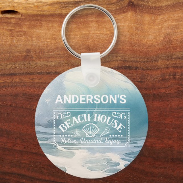 Beach  Waves theme Painting  Keychain (Front)