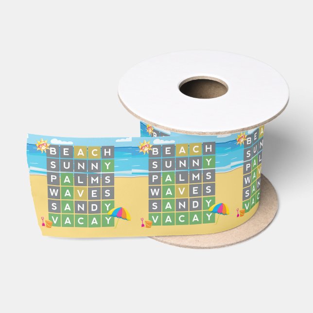 Beach Waves Vacation Word Puzzle    Satin Ribbon (Spool)