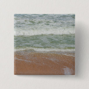 Beach Waves Water Sand Ocean Nature Scenic Photo 2 Inch Square Button