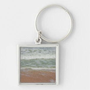 Beach Waves Water Sand Ocean Nature Scenic Photo Keychain