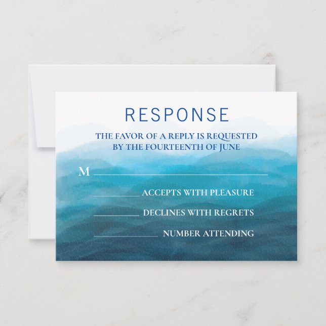 Beach Waves Wedding Invitation Response RSVP Card (Front)