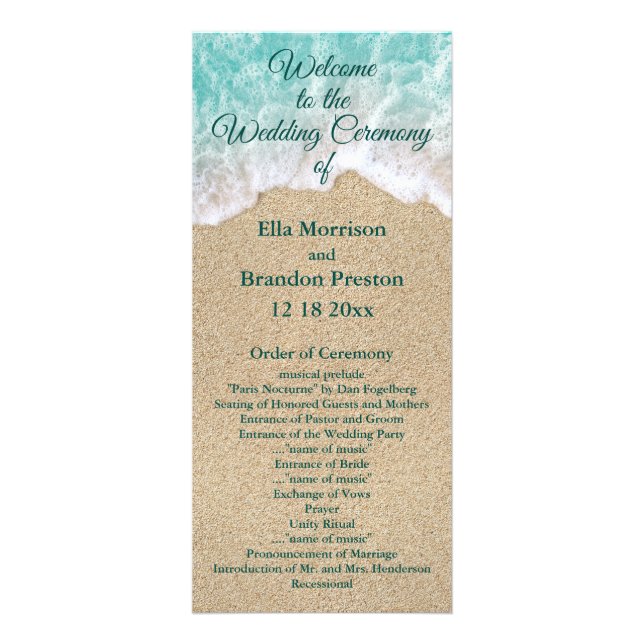 Beach Waves Wedding Program 2 (Front)