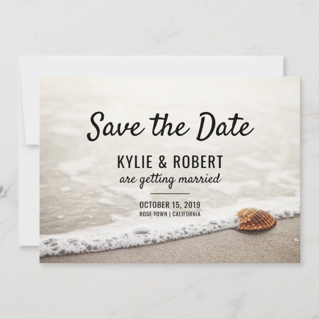 Beach Waves Wedding Save The Date Invitation (Front)