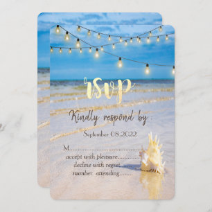 Beach Weaves String Lights Seashell RSVP Invitation