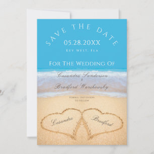 Beach Wedding 2 Hearts in the Sand wedding  Invitation