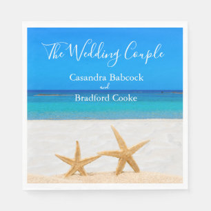 Beach Wedding 2 Starfish in Sand Wedding  Napkin