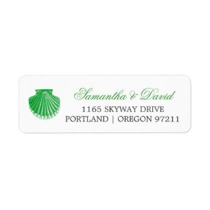 Beach Wedding Address Scallop Shell Green