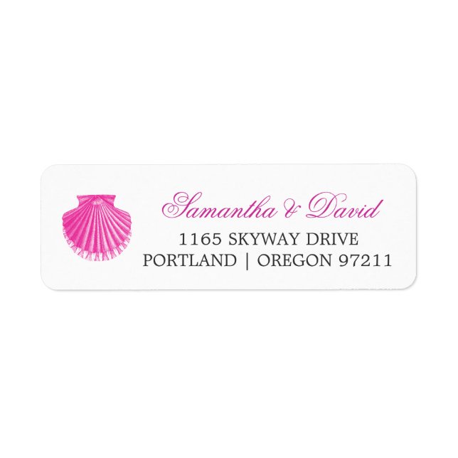 Beach Wedding Address Scallop Shell Pink (Front)