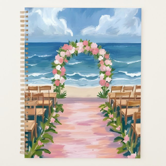 Beach Wedding Aisle Floral Watercolor Planner (Front)