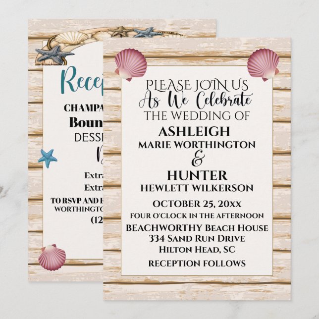 Beach Wedding / All Occasions Invitation Version 2 (Front/Back)