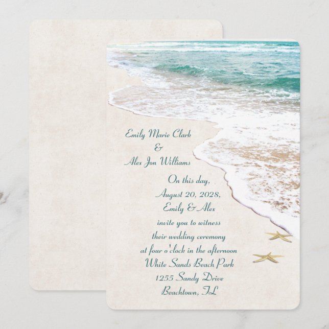 Beach Wedding and Starfish Invitation (Front/Back)