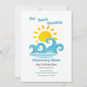 Beach Wedding Anniversary Dinner Party Invitation