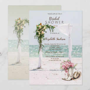 Beach Wedding Arbor Cowgirl Boots Bridal Shower Invitation