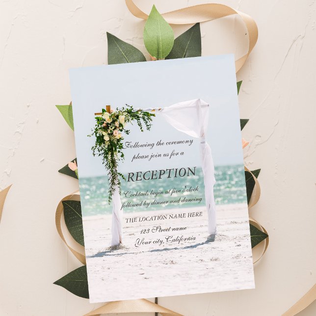 Beach Wedding Arbor Floral Reception Invitation (Creator Uploaded)