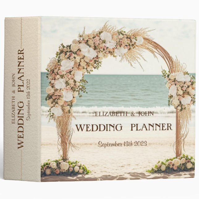 Beach Wedding Arbor Roses Binder (Front/Spine)
