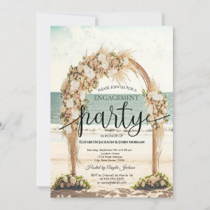 Beach Wedding Arbor Roses Engagement  Invitation